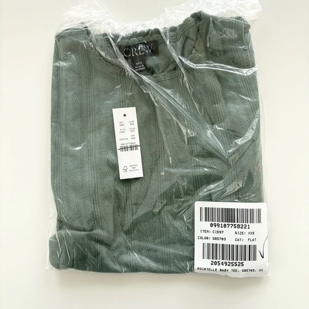 NWT J. Crew Pointelle Short-sleeve T-shirt Topiary Green